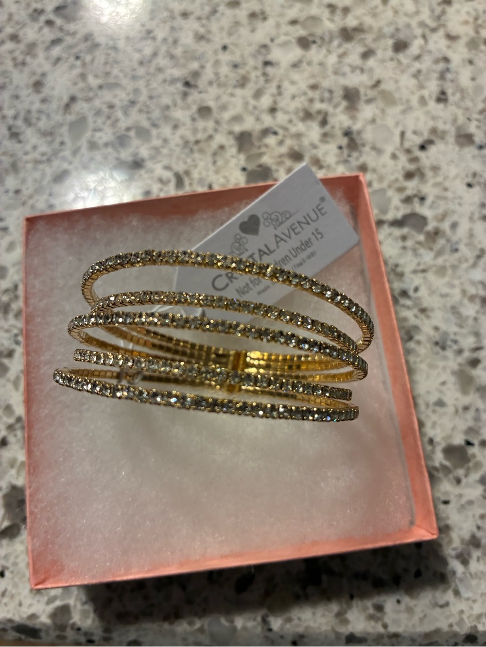 Gold-Tone Multi-Row Crystal Cuff Bracelet